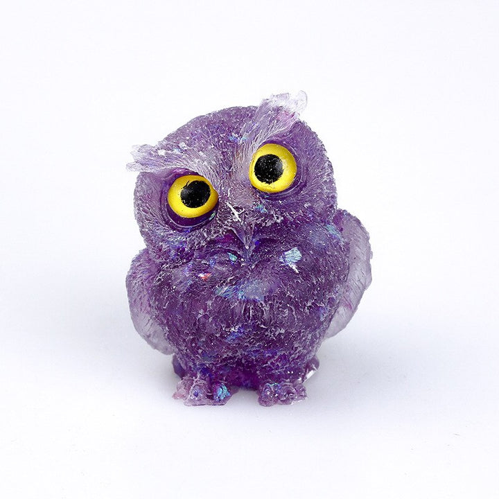 Lisslune | Natural Crystal Owl Figurine: Handmade Collector's Item
