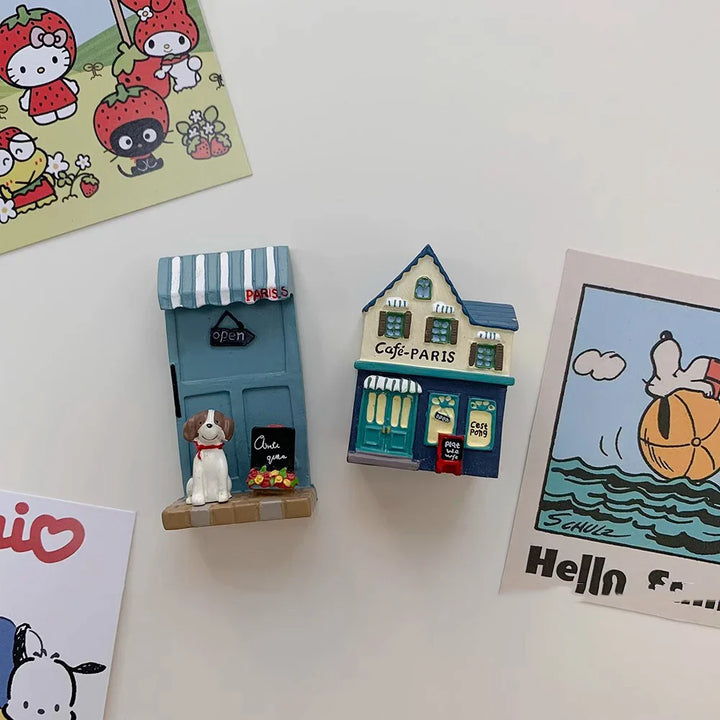 Rynx | House and Dog Refrigerator Stickers INS Cartoon Door Decorative Magnet Stickers Puppy Magnet Stickers Photo Notice Board Stick