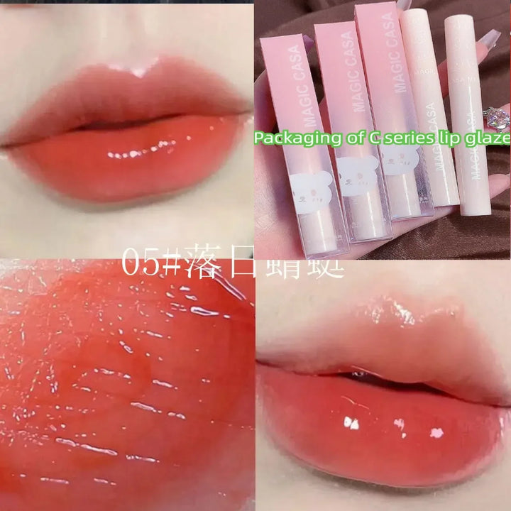 Rynx | Cute Bear Lip Gloss Crystal Jelly Mirror Waterproof Liquid Lipstick Moisturizing Reducing Lip Wrinkles Long-lasting Lip Tint Makeup