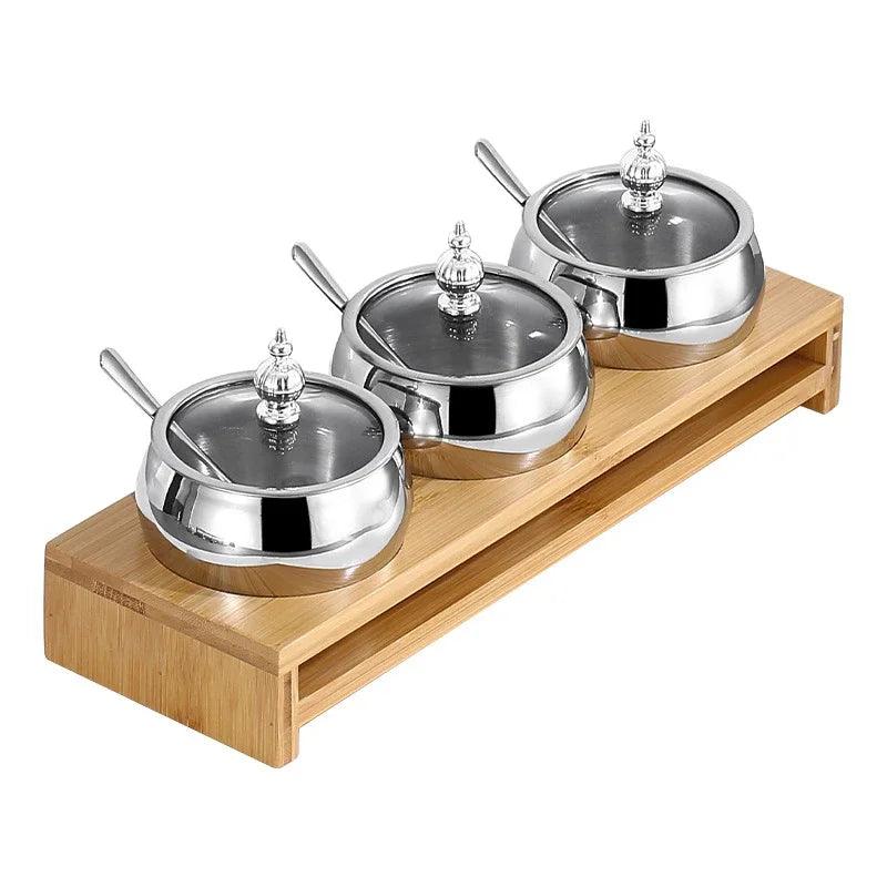 Lisslune | Stainless Steel Spice Storage and Oil Sprayer Set - Essential Organizer for Culinary Lovers