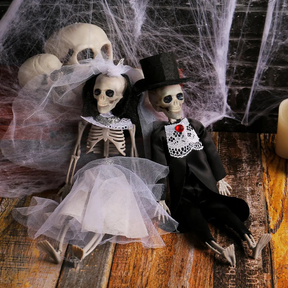 Rynx | Halloween Skeleton Bride Couple Hanging Decoration Figure Bar Home Party Indoor Wedding Statue Ornament Props Gifts Doll