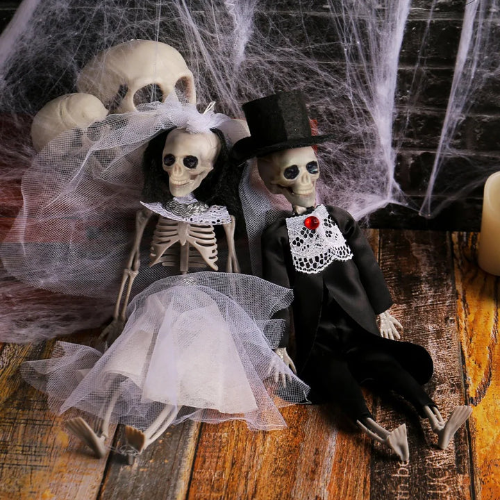 Rynx | Halloween Skeleton Bride Couple Hanging Decoration Figure Bar Home Party Indoor Wedding Statue Ornament Props Gifts Doll
