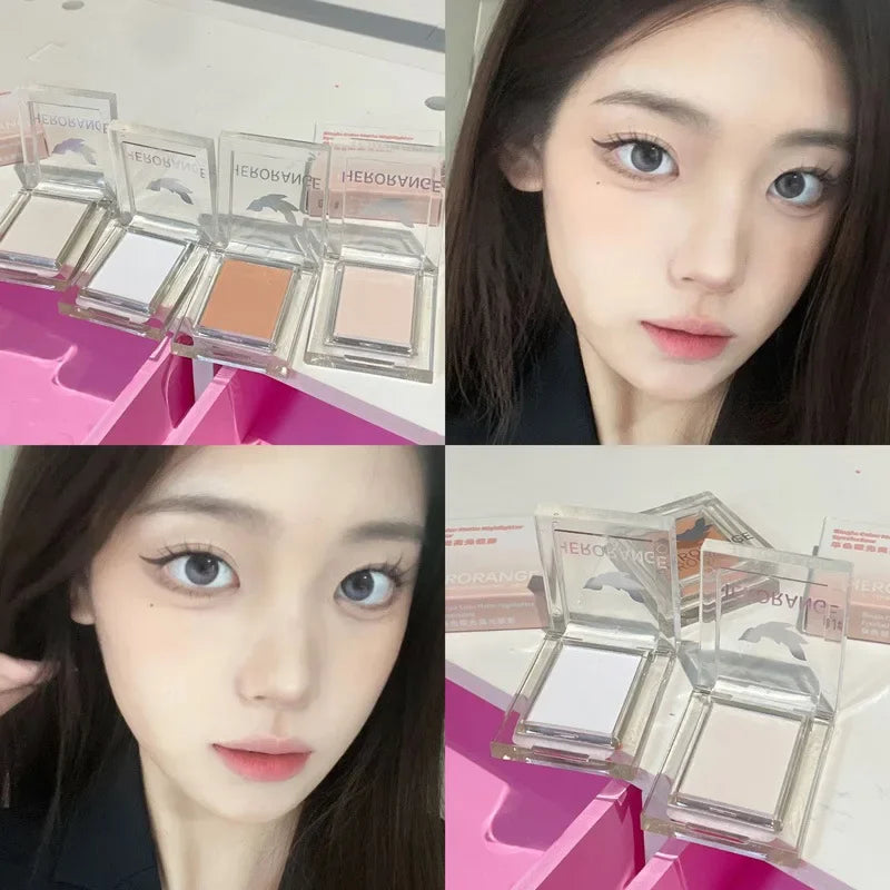 Rynx | Eyeshadow Palettes Monochrome White Jade Highlighter Palette Waterproof Pearl Matte Brightening Lying Silk Moth Shimmer Bronzer