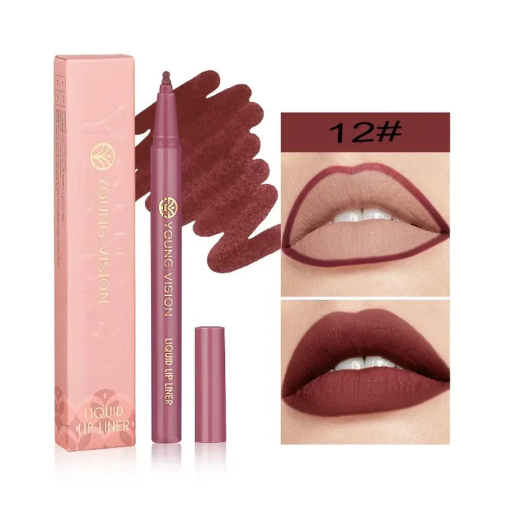 Lisslune | Mattes Flüssig-Lippenkonturenstift Schwammspitzen Lippenkonturenstift Nude Pink Lippenstiftstift Lang anhaltende Samt Schnell trocknende Lippenlack Feuchtigkeitsspendender Lippenstift