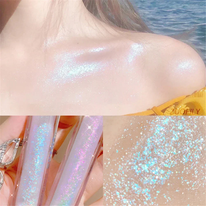 Rynx | Purple Blue Glitter Liquid Highlighter Water Light Diamond Polarized Liquid Eye Color Bright Crystal Gloss Palette Cosmetics