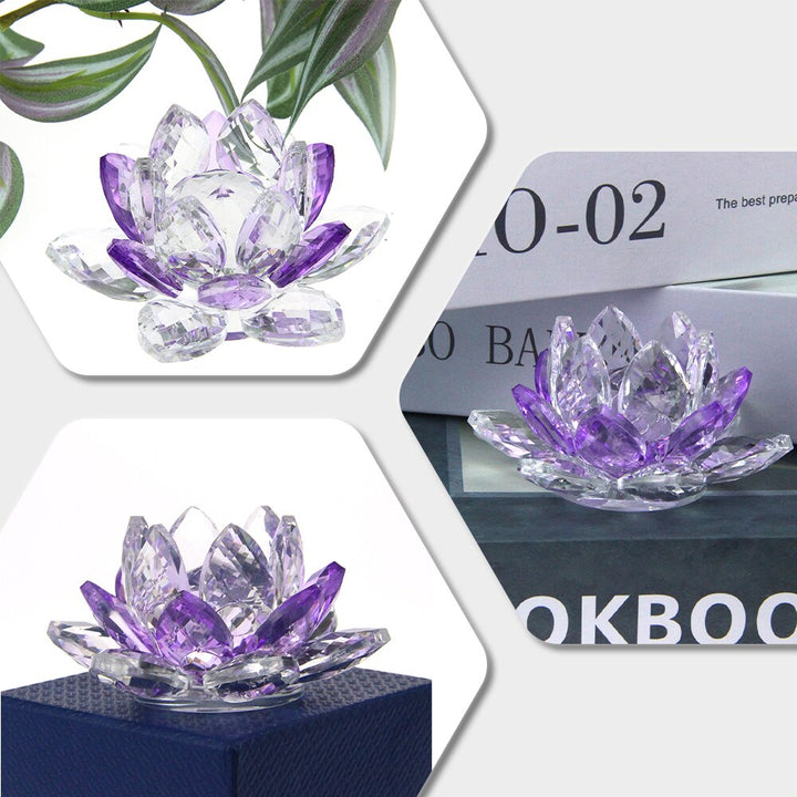 Lisslune | Crystal Lotus Flower Craft Glass Paperweight Home Decoration Ornaments Figures Home Wedding Party Decor Gifts Souvenir