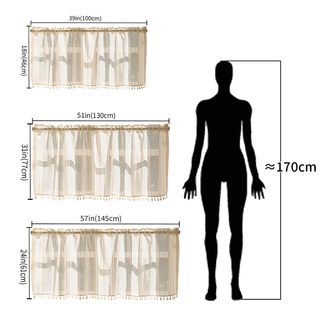 Rynx | 1 Piece Vintage Synthetic Vintage Linen Texture Short Curtain for Café Kitchen Semi-Transparent Curtain Valance Small Window Curtain Panels