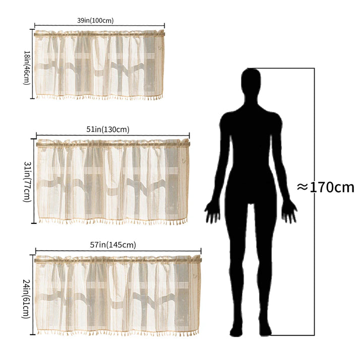 Rynx | 1 Piece Vintage Synthetic Vintage Linen Texture Short Curtain for Café Kitchen Semi-Transparent Curtain Valance Small Window Curtain Panels