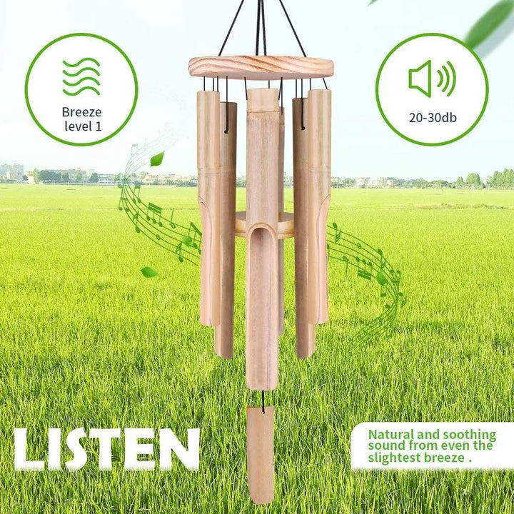Lisslune | Handcrafted Bamboo Wind Chimes - 6 Melodic Tubes for Soothing Outdoor Harmony - Ideal for Garden Decoration and Thoughtful Gifts