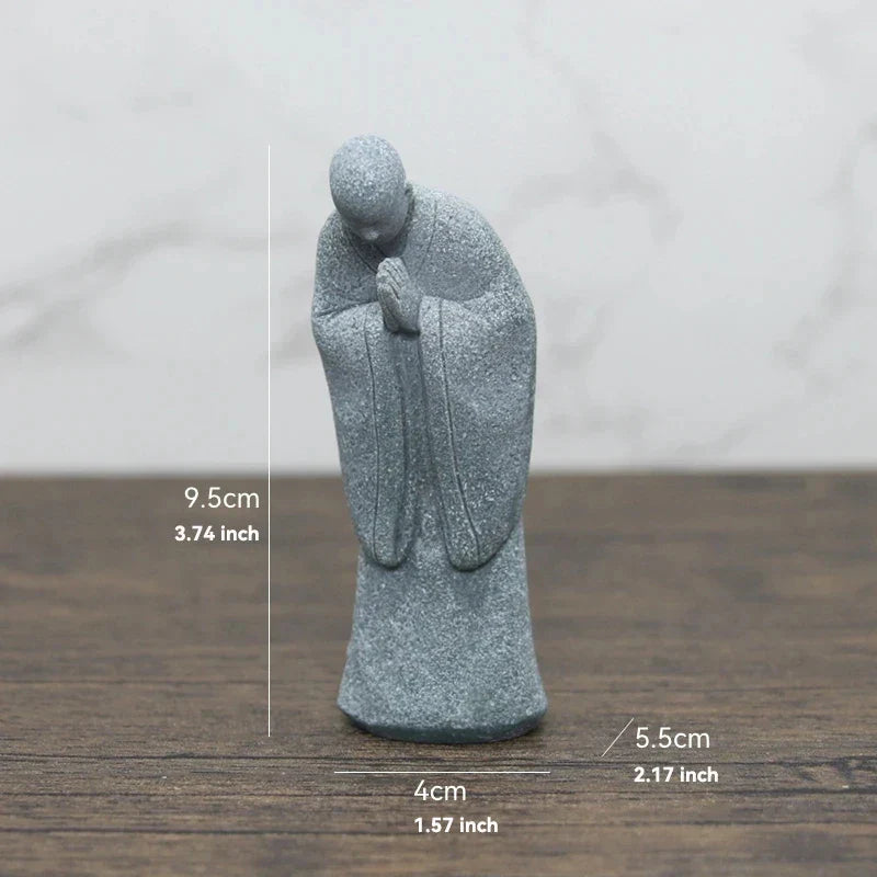 Lisslune | Buddha Stone Statue Small Buddhist Monks Tibetan Buddhism Figures Zen Garden Ornament Meditation Home Aquarium Decoration