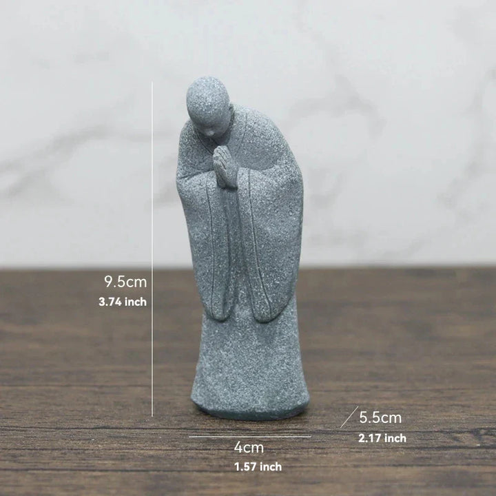 Lisslune | Buddha Stone Statue Small Buddhist Monks Tibetan Buddhism Figures Zen Garden Ornament Meditation Home Aquarium Decoration