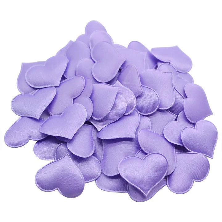 Rynx 100pcs 35mm Romantic Sponge Satin Fabric Heart Petals Wedding Confetti Table Bed Heart Petals Wedding Valentine's Day Decoration