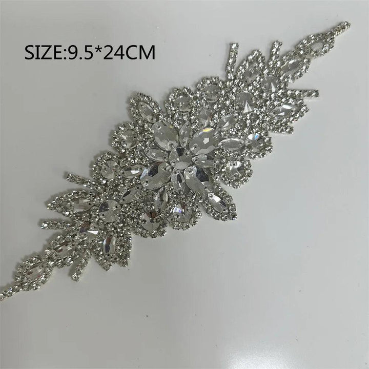 Lisslune | Shining Silver Rhinestone Flower Appliqué: Elegant Fashion Upgrade Accessory