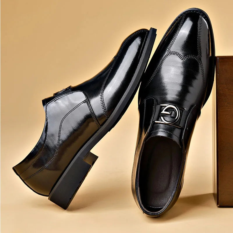 Lisslune | Men's Leather Shoes Stylish Men's Shoes Pointed Oxford Wedding Leather Men's Dress Shoes Gentleman Office Man Shoe