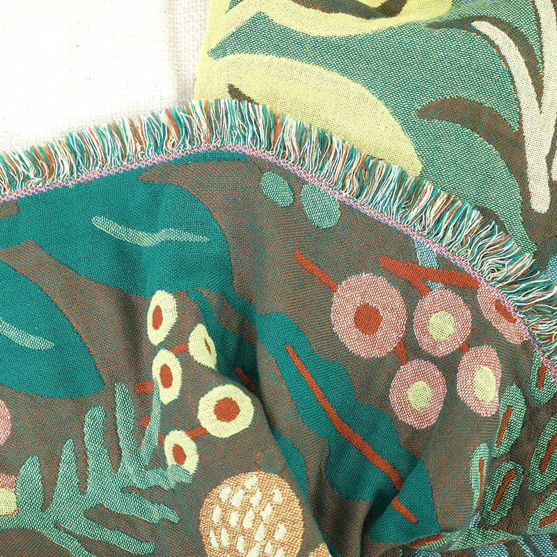 Rynx | Textile City Jungle Tiger 6-layer Cotton Gauze Towel Quilt Green Summer Cool Office Comfortable Single Blanket Sofa Throw Blanket
