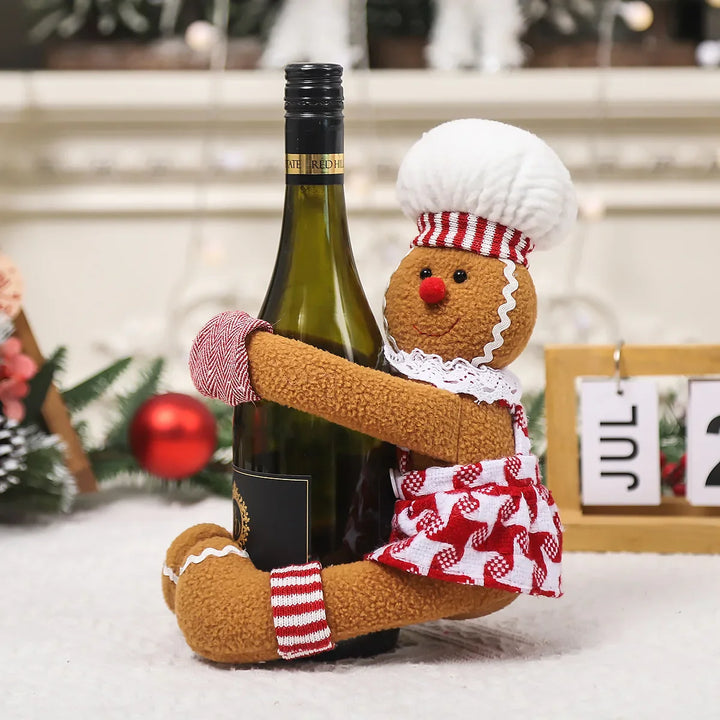 Rynx Christmas decoration supplies pair gingerbread man doll wine bottle hug wine bottle cover creative wine bottle decoration