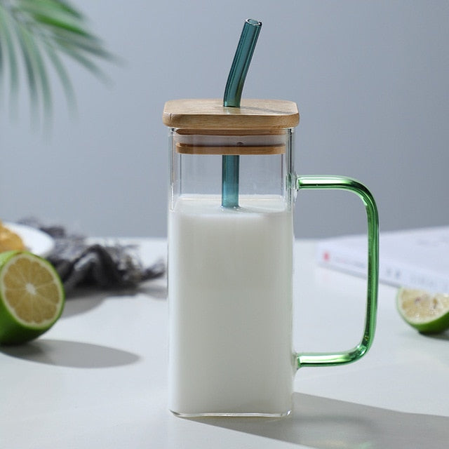 Lisslune | Stylish Square Large Capacity Mug with Straw