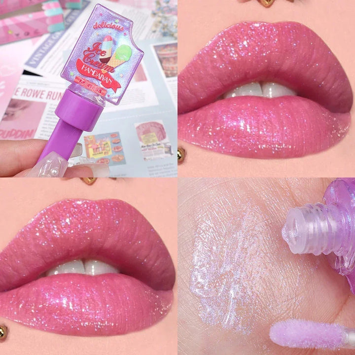Rynx | Diamond Shiny Lip Gloss Waterproof Glitter Liquid Lipstick Long-lasting Shimmer Pearl Lip Lacquer Women Sexy Lip Tint Makeup