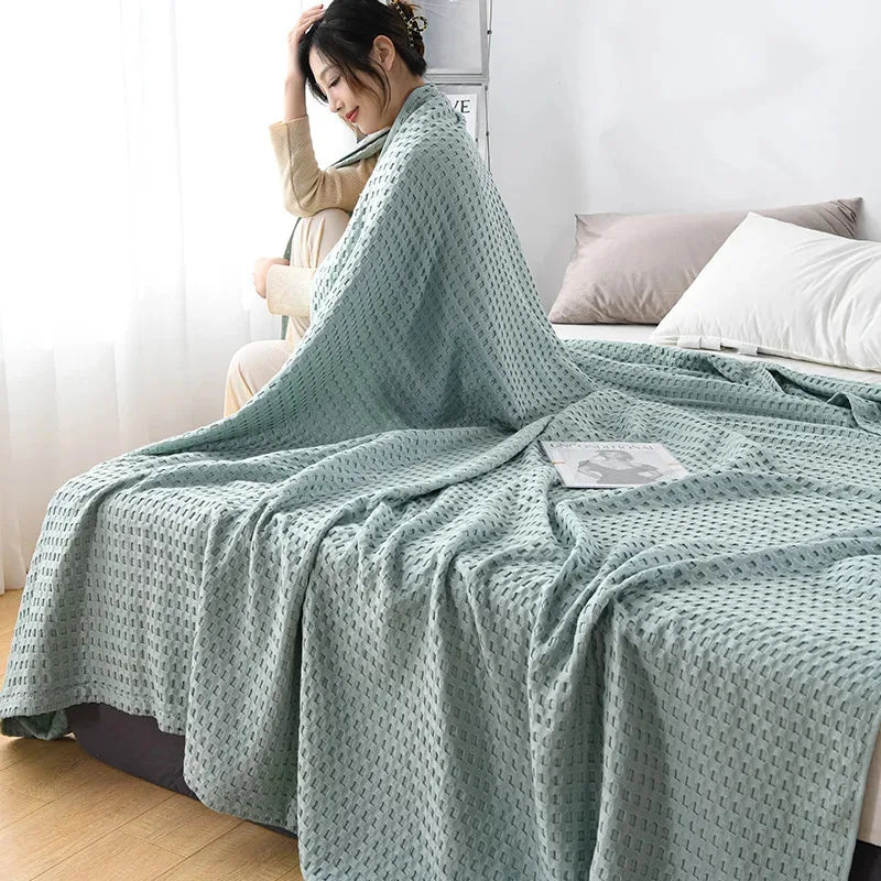 Rynx | Japanese Style Blanket Solid Color Towel Quilt Knitted Blanket Climate Blanket Office Sleep Climate Blanket