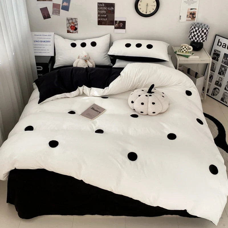 Rynx | Simple Style Bedding Set Towel Embroidered Duvet Cover Set Breathable Bedding Queen Size Bed Sheet Set Home Bedding 이불세트