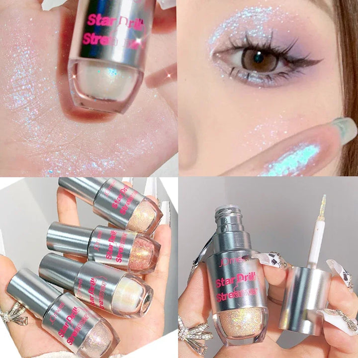 Lisslune | 4pcs/1pcs Flüssiger Lidschatten Perlen Glitzer Lang anhaltend Wasserdicht Flüssiger Lidschatten Schnelltrocknender Glitzer Schimmer Augen Make-up