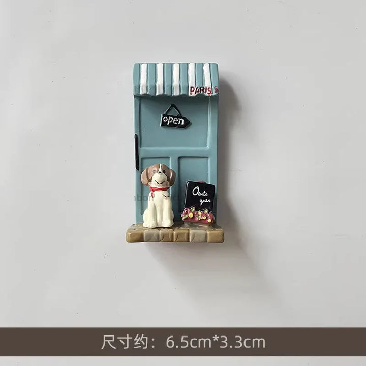 Rynx | 3D Refrigerator Magnet Puppy Cartoon Cat and Dog Refrigerator Sticker Anti-theft Entrance Door Decorative Magnetic Creative Message