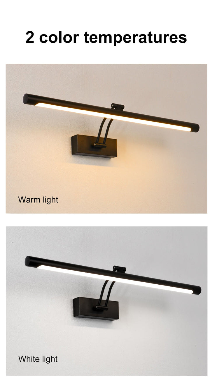 Lisslune | 80-100cm LED wall lamp - Modern black/silver wall light for the bathroom, internally mounted picture light