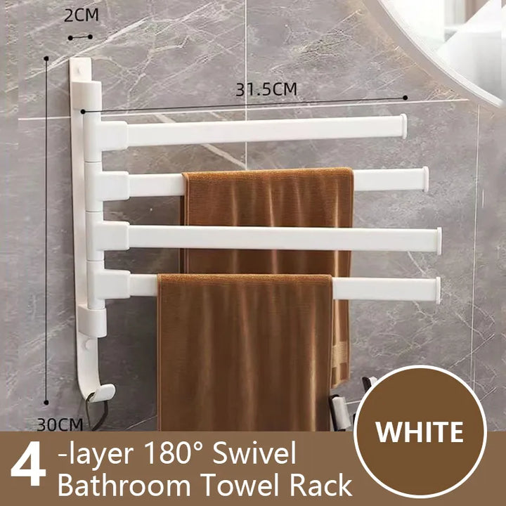 Lisslune | Bathroom Towel Holder Rotatable Towel Rack Space Aluminum 1/2/3/4/5-Bar Towel Holder Kitchen Shelf Kitchen Hanging Shelf Wall Mounted