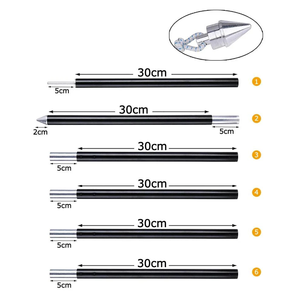 Lisslune | Adjustable Aluminum Tent Poles Set with Shock Cord System - Perfect Camping Gear
