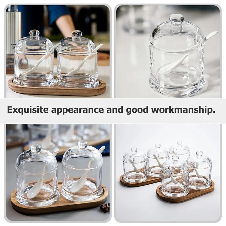 Lisslune | Elegant glass spice jars with lids for a high-end kitchen