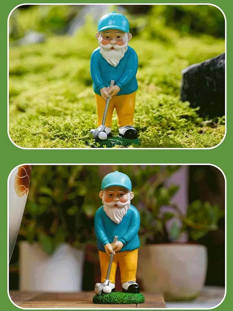 Rynx | Cute Garden Golf Gnome Statue DIY Outdoor Garden Bonsai Store Decoration Resin Gnome Sculpture For Home Desk Decor Ornament