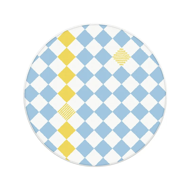 Rynx | Minimalist checked rug bedroom nightstand rug living room study rugs anti-slip thickened rugs round grid rug Tapis IG