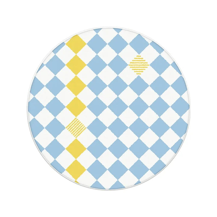 Rynx | Minimalist checked rug bedroom nightstand rug living room study rugs anti-slip thickened rugs round grid rug Tapis IG