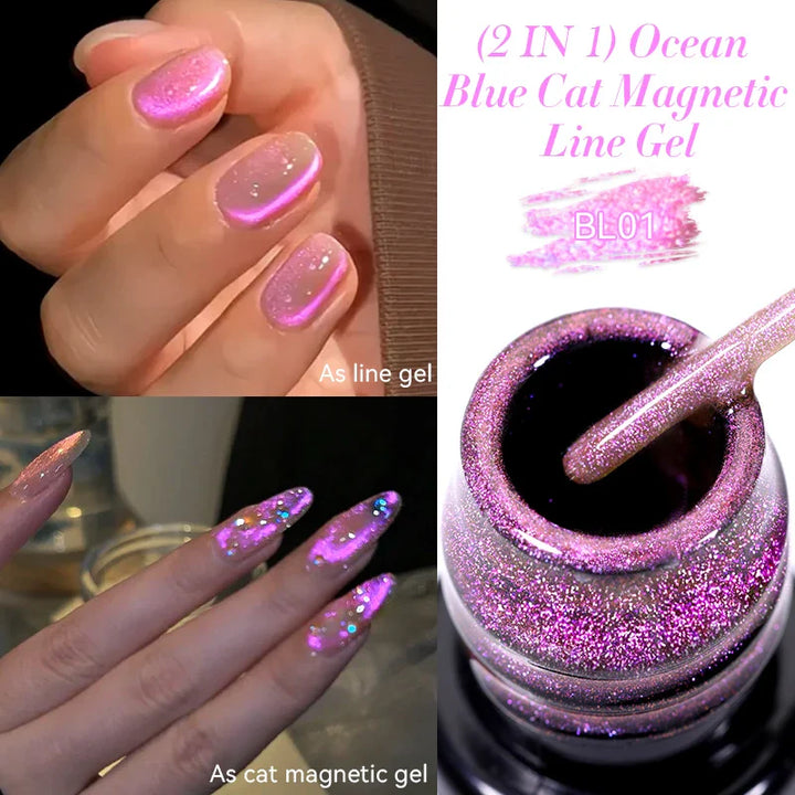 Rynx |5ML Aurora Cat Magnetic Liner Gel Nail Polish Sparkling Paint Gel Nail Polish Semi Permanent UV Gel Lines French Nail Art
