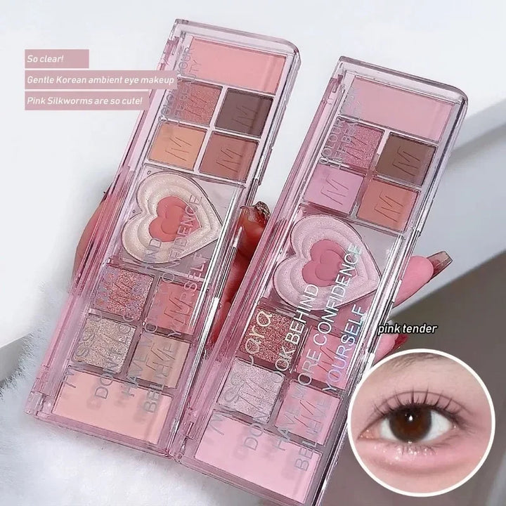 Rynx | 12 Colors Eyeshadow Palette Nude Natural Glitter Pink Low Saturation Eye Shadow Palette Delicate Long-lasting Eye Makeup Cosmetics