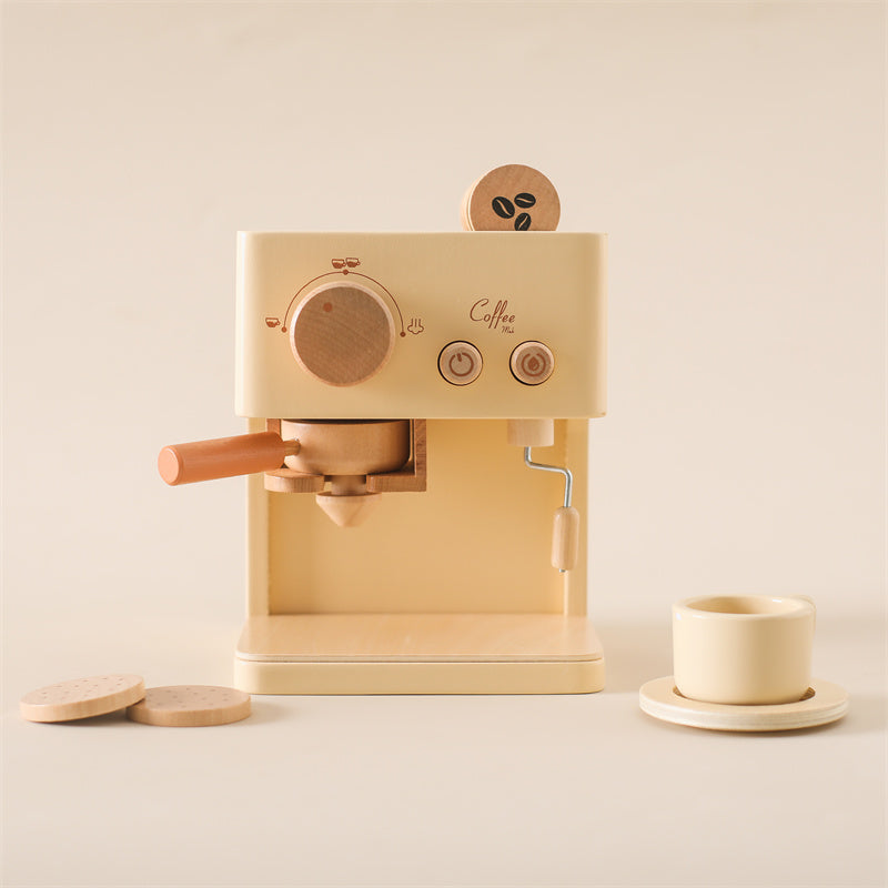 Lisslune | Little Barista Wooden Coffee Machine – Educational Pretend Play Toy | for Kids Age 1+
