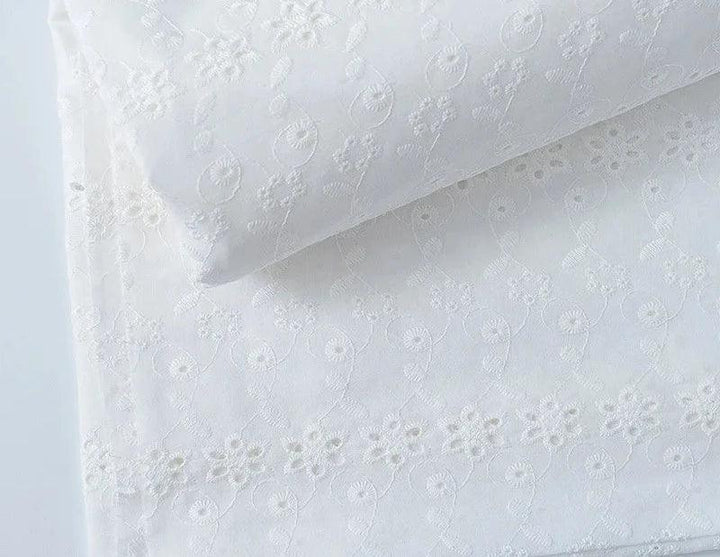 Lisslune | Elegant 100% Cotton White Lace Material