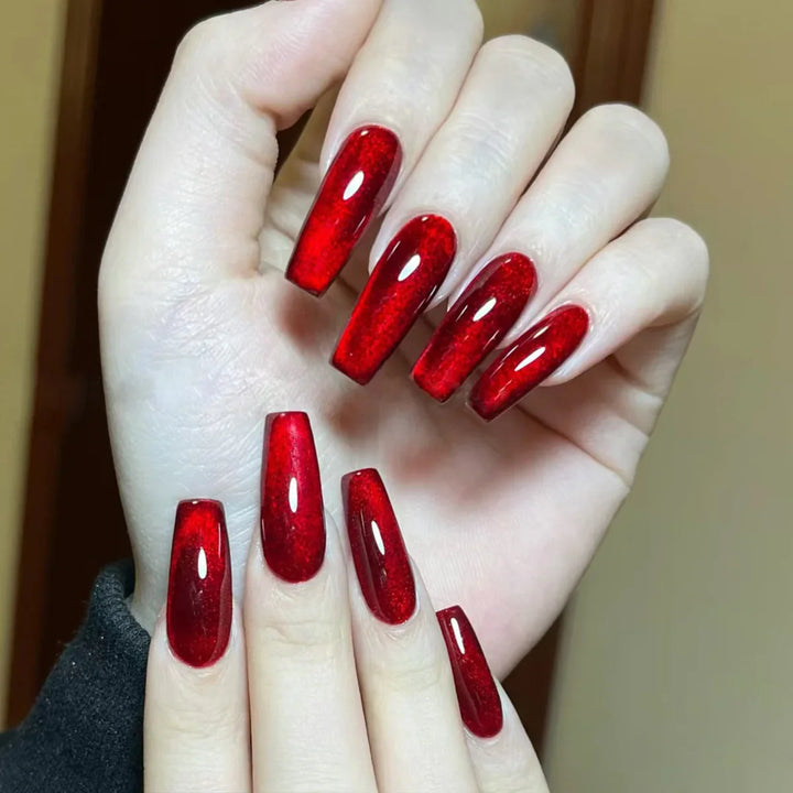 Rynx | Gray Sparkling Cat Eye Sweet Bow Nail Art Solid Color False Nails Removable Ready False Nails Press-on Nails with Glue
