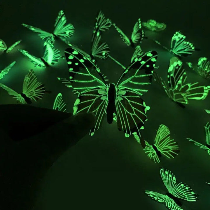 Rynx New 12Pcs Fashion 3D Glowing Butterfly Creative Wall Stickers For DIY Wall Stickers Modern Wall Art Home Decor DIY Gift