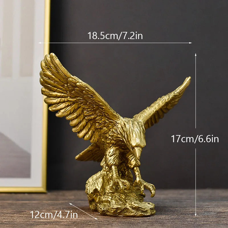 Lisslune | Resin Golden Eagle Statue Art Animal Model Collection Ornament Home Office Desk Feng Shui Decor Figures simple