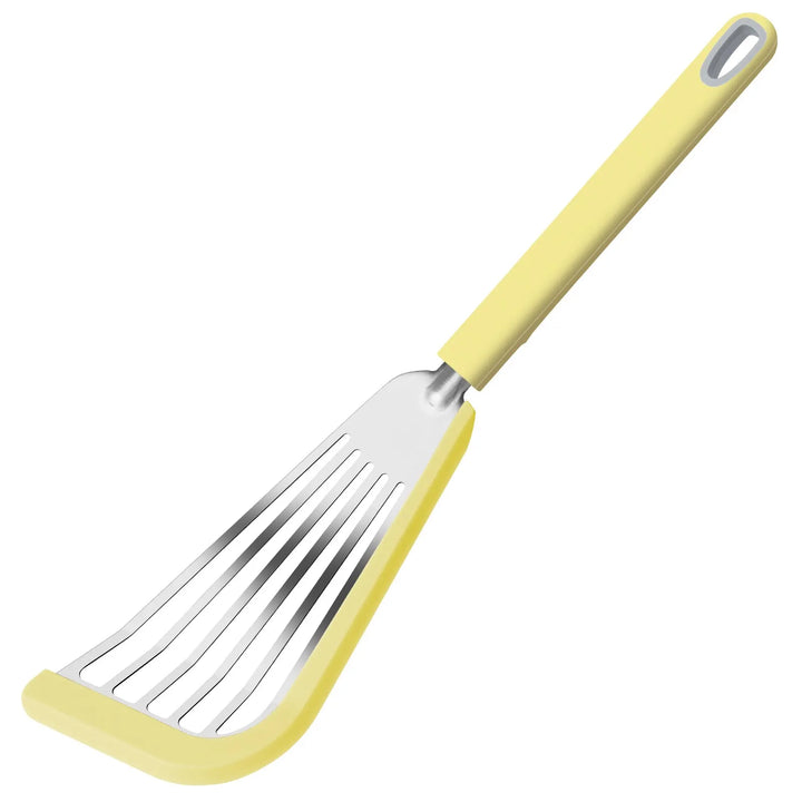 Lisslune | Silicone-Edged Fish Spatula - Stainless Steel, Heat-Resistant, Slotted Turner for Cooking