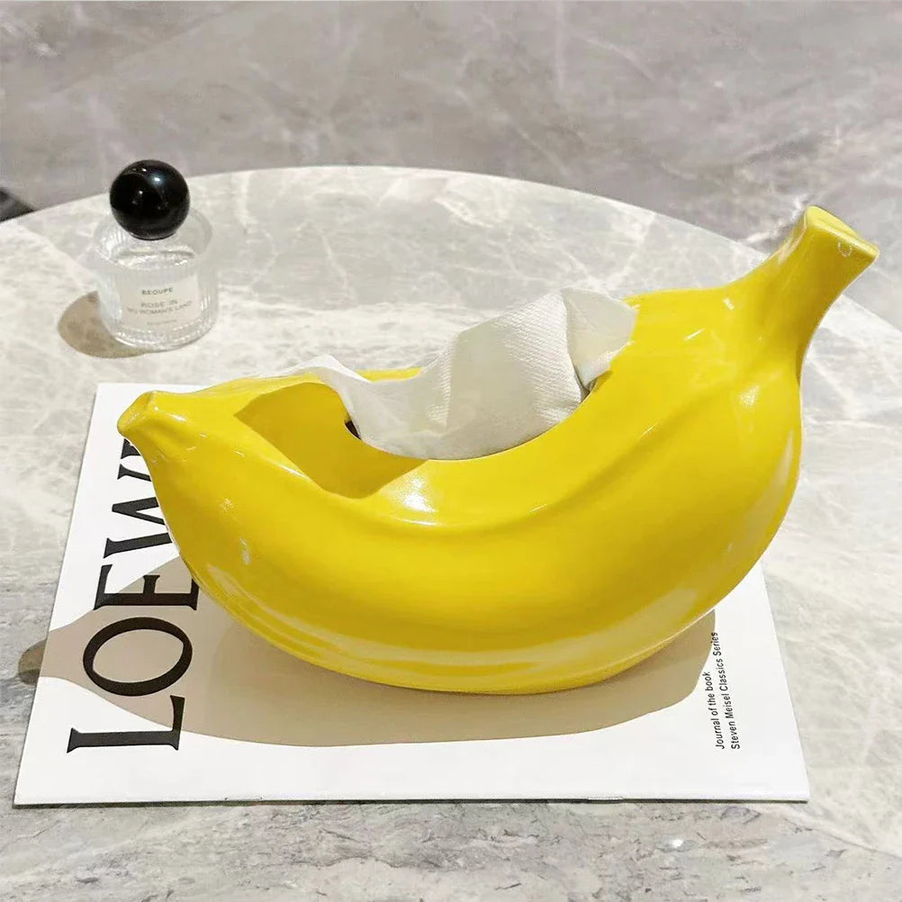 Rynx | Ceramic Banana Napkin Holder Creative Napkin Box Restaurant Bedroom Napkin Holder Wet Wipe Box Napkin Holder Decoration