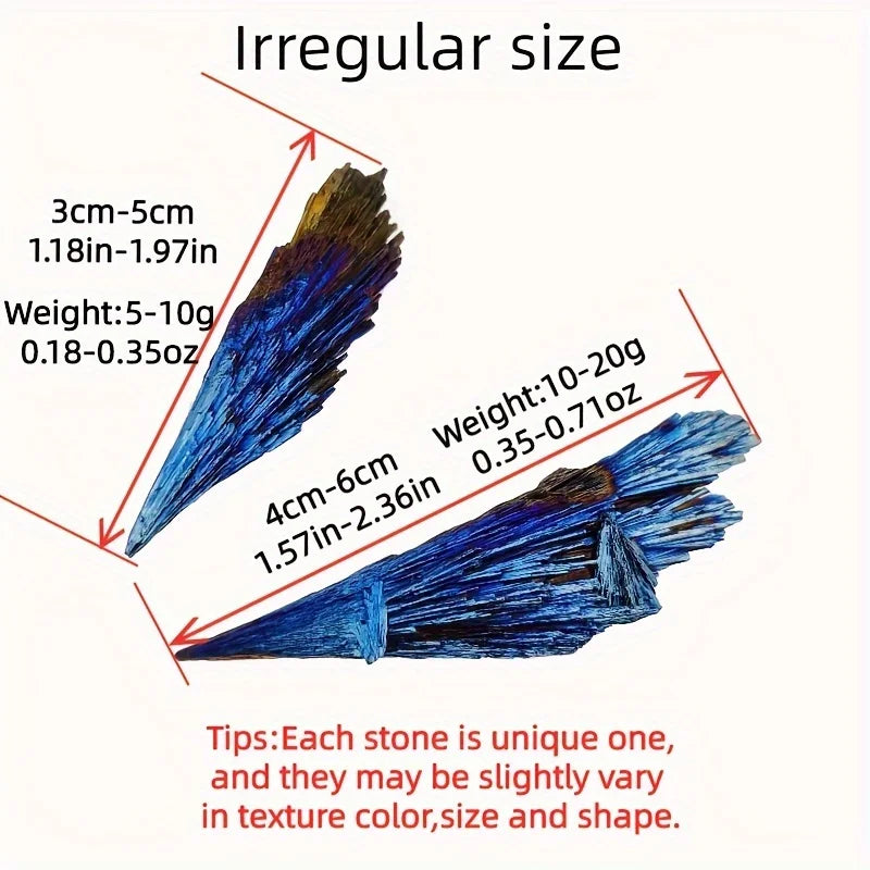 Rynx | Peacock Blue Tail Flame Feather Black Topaz Crystal Cluster-original Stone, Craft Galvanization Mineral Sample