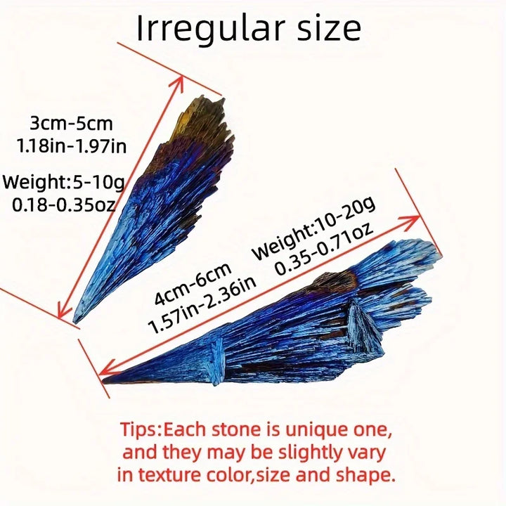Rynx | Peacock Blue Tail Flame Feather Black Topaz Crystal Cluster-original Stone, Craft Galvanization Mineral Sample