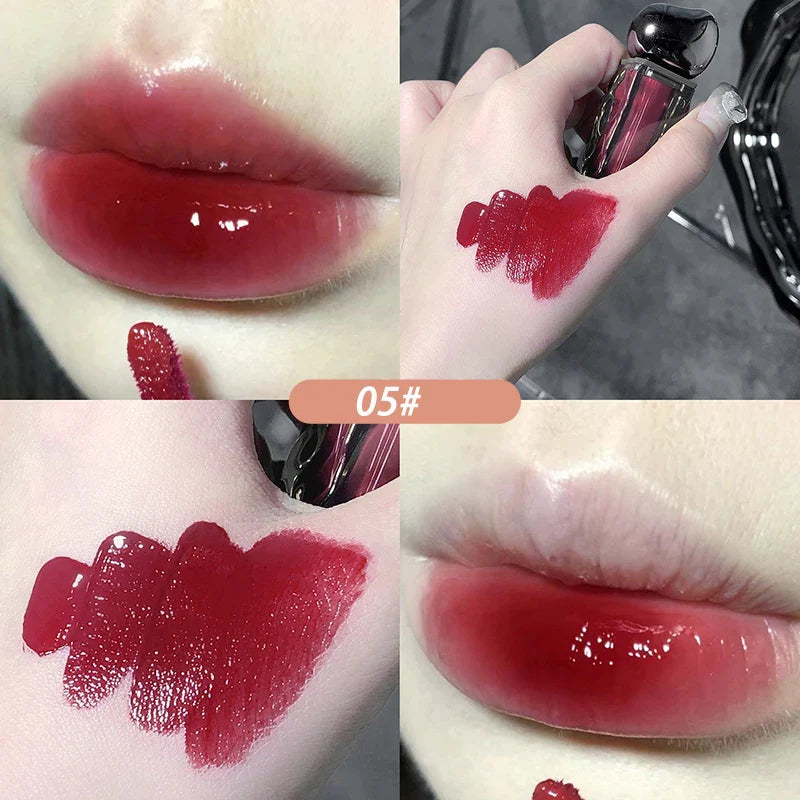 Rynx | Dark Purple Lipgloss Water Light long-lasting clear moisturizing Mirror Pink Peach Lip Tint non-sticky Cup liquid lipstick Makeup