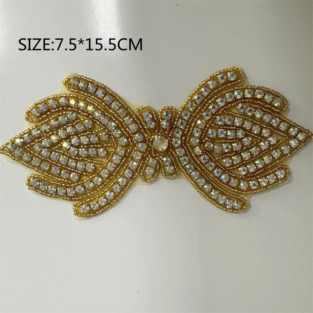 Lisslune | Shining Silver Rhinestone Flower Appliqué: Elegant Fashion Upgrade Accessory