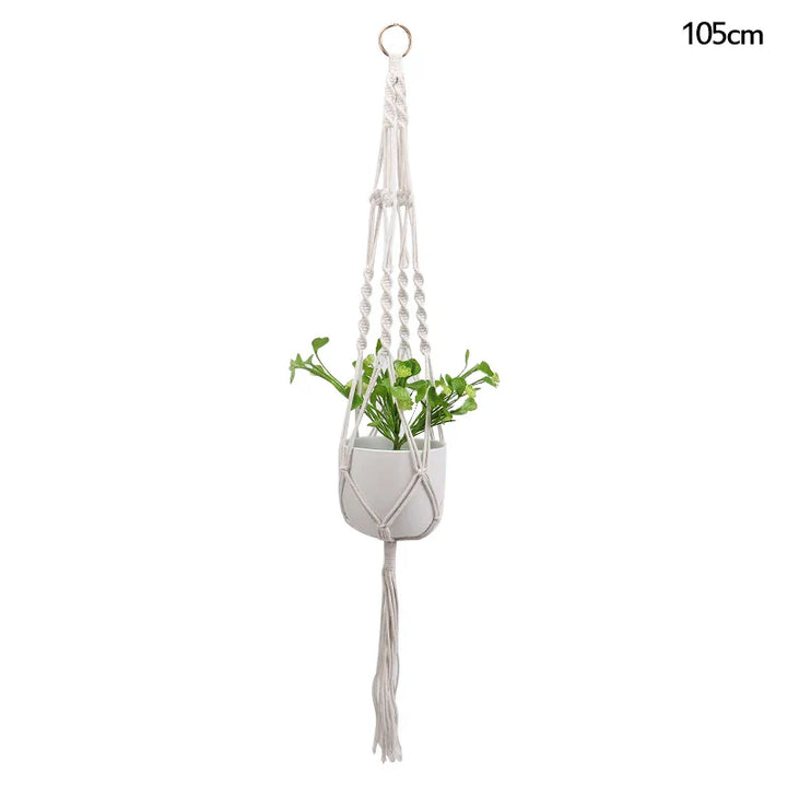 Rynx Macrame Handmade Plant Hanger Baskets Flower Pots Holders Balcony Hanging Decoration Knotted Lifting Rope Garden Supplies