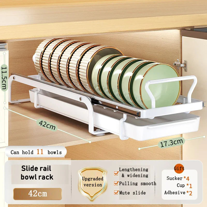 Lisslune | Kitchen Cabinet Sliding Storage Dish Rack