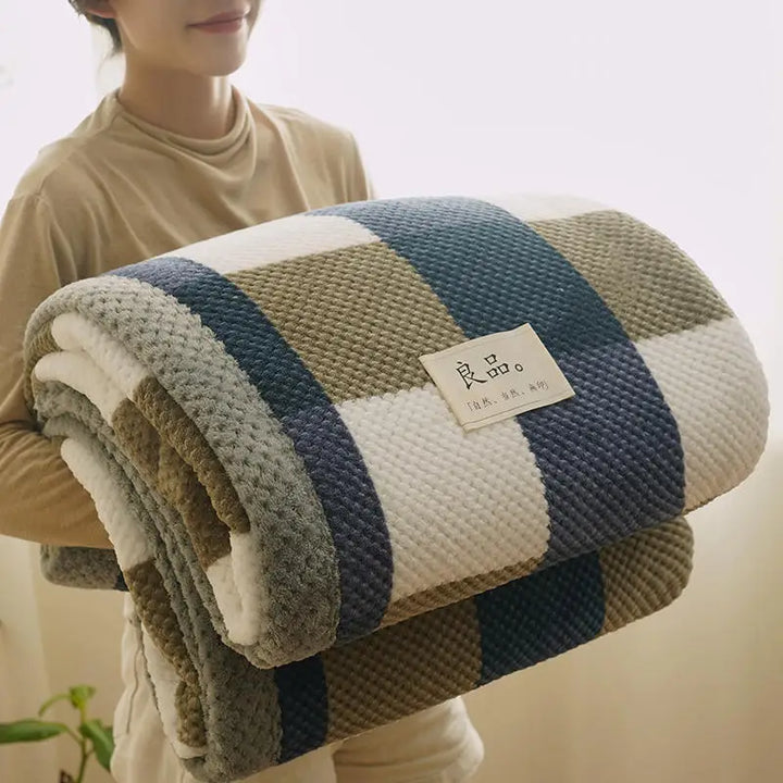 Rynx Winter blanket throw soft chenille yarn knitted blanket knitted throw blanket for couch bed warm sleeping blanket