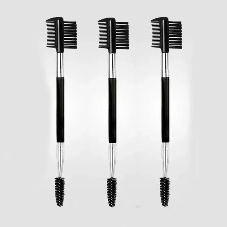 Rynx | Double-Sided Wooden Handle Eyebrow Brush Eyelash Brush 2 In 1 Professional Makeup Brush Eyelash Curler Diagonal Corner Brush